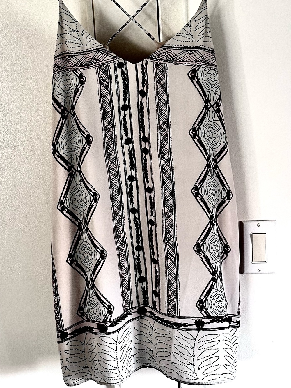 Boho Americana Slip Dress Small Strappy Lined Mini Dress